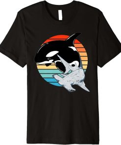 Hammerhead Shark Orca Vintage Sunset Shark Day Premium T-Shirt