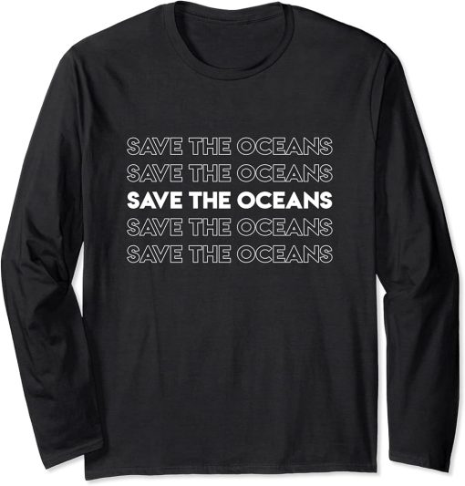 Vintage Save The Oceans Funny Orca Climate Change Long Sleeve T-Shirt