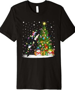 Orca Christmas Tree Lights Pajama Santa Orca Lover Xmas Premium T-Shirt