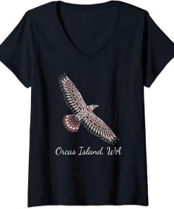 Womens Raven Native American Haida Orcas Island WA PNW Art Birder V-Neck T-Shirt